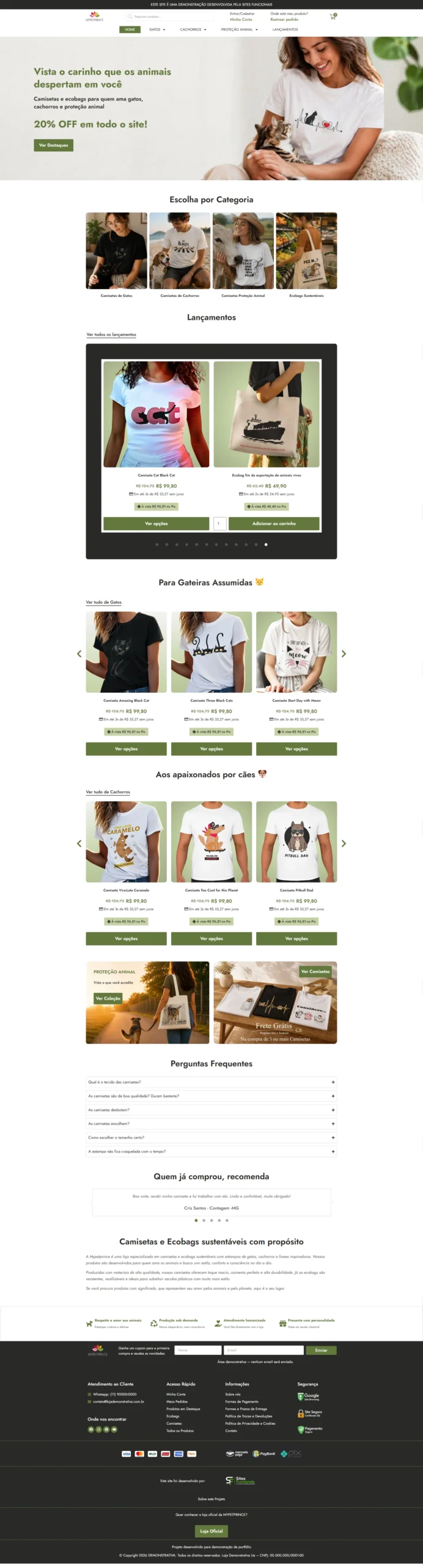 Página inicial da loja virtual MYPETPRINCE